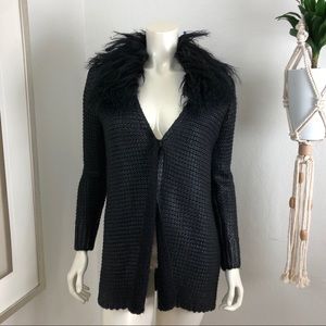 SOLD // MOMA Waxed Knit Lamb Collar Cardigan